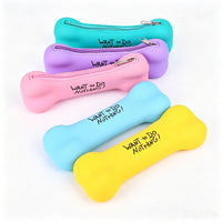 Cute Cartoon Silicone Pencil Case Bone Shape Jelly Color Stationery Bag Coin Purse for Kids Students