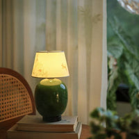 Vintage Stained Glass Table Lamp with Touch Control for Bedroom Nightstand
