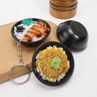 Miniature Japanese Food Bowl Keychain - Realistic PVC Simulation Rice Dishes
