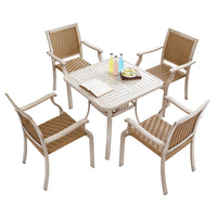Nordic Outdoor Rattan Dining Set with Aluminum Tabletop for Patio Garden Balcony