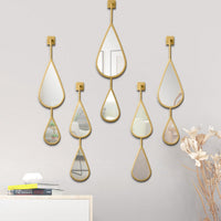 Luxury European Irregular Mirror Set for Wall Decor, Modern Living Room Creative Water Drop Design