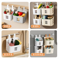 Wall-Mounted Plastic Storage Basket for Kitchen & Bathroom, Hanging Organizer