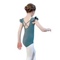 Girls' Flutter Sleeve Dance Leotard with Snap Crotch for Ballet and Chinese Dance Practice