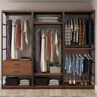 Open Wardrobe Storage Rack with Double-Layer Shelves for Bedroom