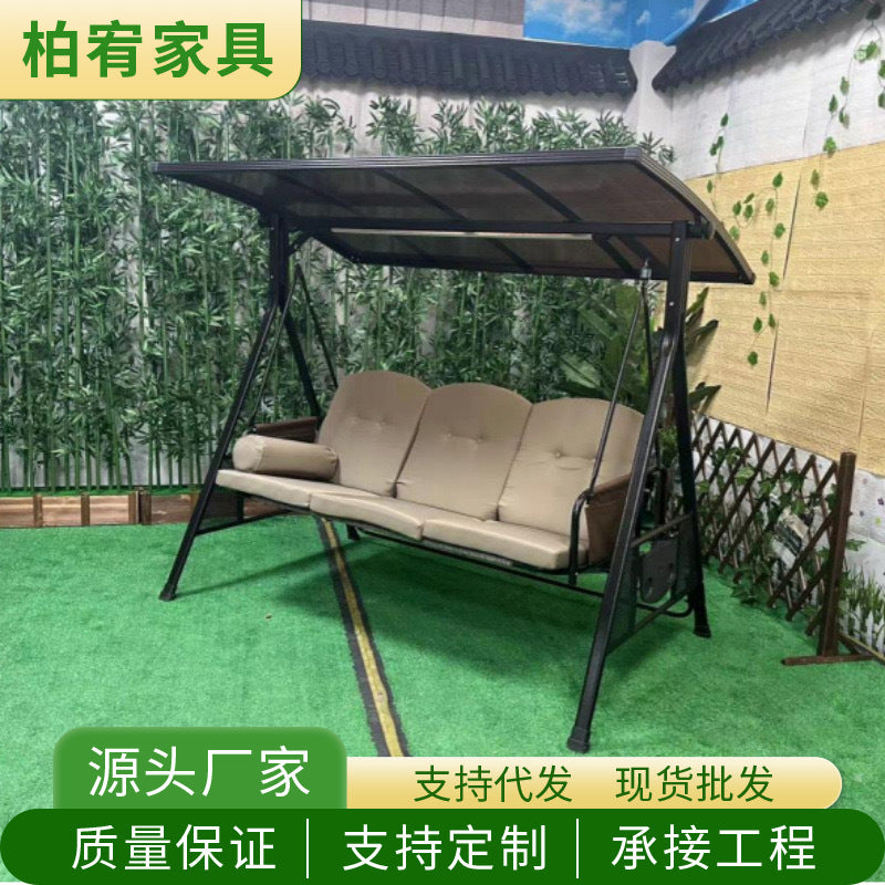 Outdoor Aluminum Alloy Swing Chair with Stand, Patio Hanging Basket Chair, Indoor/Outdoor Rocking Hammock