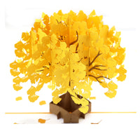 Ginkgo Tree 3D Pop-Up Greeting Card for Teachers & Friends, Handmade Laser-Cut Message Card
