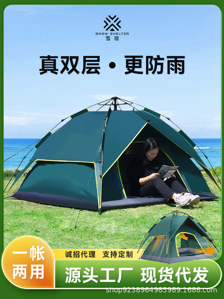 Automatic Pop-Up Waterproof Double-Layer Camping Tent for Outdoor Picnic Hiking