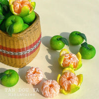 Miniature Clay Orange and Pear Fruit Models for Dollhouse Scenes