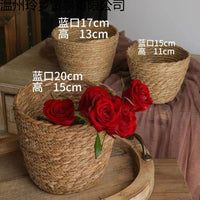 Nordic Style Woven Flower Basket, Rattan Hug Bucket for Flower Shop, Home Decor, Bamboo Woven Flower Pot