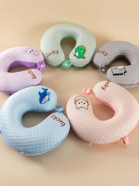Summer Cooling U-Shaped Memory Foam Travel Pillow with Cartoon Design
