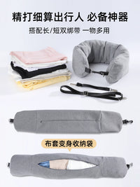 Breathable Cotton U-Shaped Travel Pillow with Storage Bag, Soft Neck Support for Budget Airlines