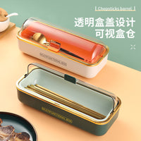 Luxury Dustproof Cutlery Storage Box with Lid and Drain for Kitchen Countertop