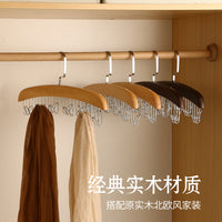 Seamless Solid Wood Multi-functional Hanger for Belts, Ties, Scarves, and Bags