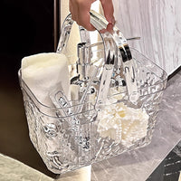 Portable Clear Shower Caddy Basket with Handle for Bathroom Dormitory Toiletries Storage