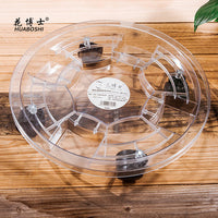 Clear Round Resin Plant Pot Mover with Wheels and Water Reservoir