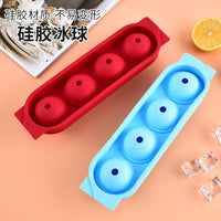 Silicone Sphere Ice Cube Mold for Whiskey Cocktails - 4-Cavity Round Ice Ball Maker