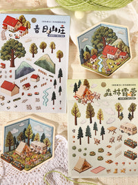 Miniature Embroidered Patchwork Scene Stickers for DIY Crafting