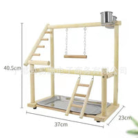 Parrot Solid Wood Perch Swing Playground for Cockatiels Budgies Lovebirds