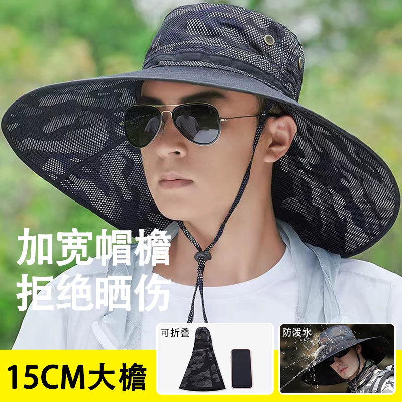 Breathable Sun Protection Fishing Bucket Hat with Wide Brim for Men and Women