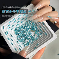 Blue Flat-Bottom Nail Art Rhinestones Waterdrop Shaped Mixed Sizes for Manicure Decoration