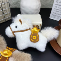 2026 Year of the Horse Mascot Plush Doll Keychain with Ingot Design