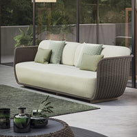 Outdoor Teak Rattan Sofa Waterproof Sunscreen Villa Hotel Single Courtyard Woven Sofa Combination Leisure Chair