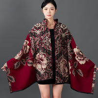 Women's Double-Sided Faux Cashmere Scarf Shawl for Autumn/Winter - Thick, Warm & Oversized