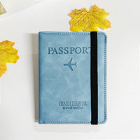RFID Blocking PU Leather Passport Holder with Strap, Travel Document Organizer and Card Wallet