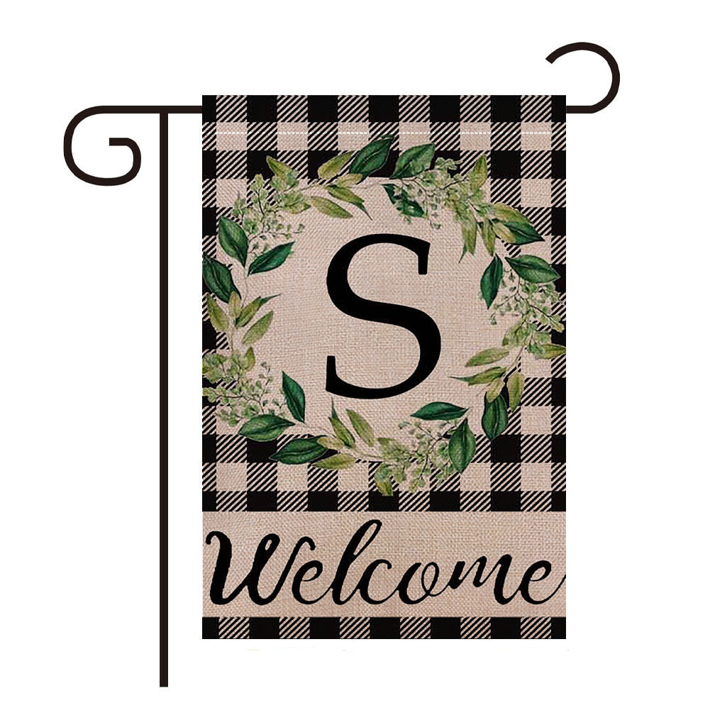 Classic Alphabet Spring Summer Garden Flag Linen Double-Sided Printed Outdoor Garden Banner Customizable