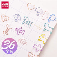 Deli Cute Cartoon Animal Paper Clips, Heart/Cherry Blossom/Candy Shaped, Assorted Colors for Office & School