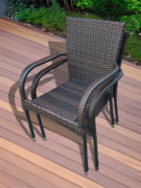 Outdoor Wicker Rattan Armchair for Patio Balcony Garden, Heavy-Duty Steel Frame