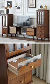 Oak Glass Display Cabinets, Solid Wood and Glass Display Cabinets for Living Room, Retro Display Cabinet 40x32cm