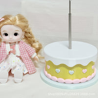 3D Printed Doll Display Stand with Cream Cake Base and Heart Design for 1/8 to 1/12 Scale Dolls