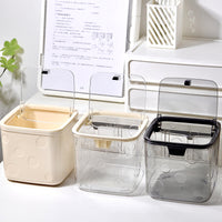 Ins Style Creative High-Value Desktop Trash Can with Lid, Transparent Household Storage Box for Hair Ties and Accessories