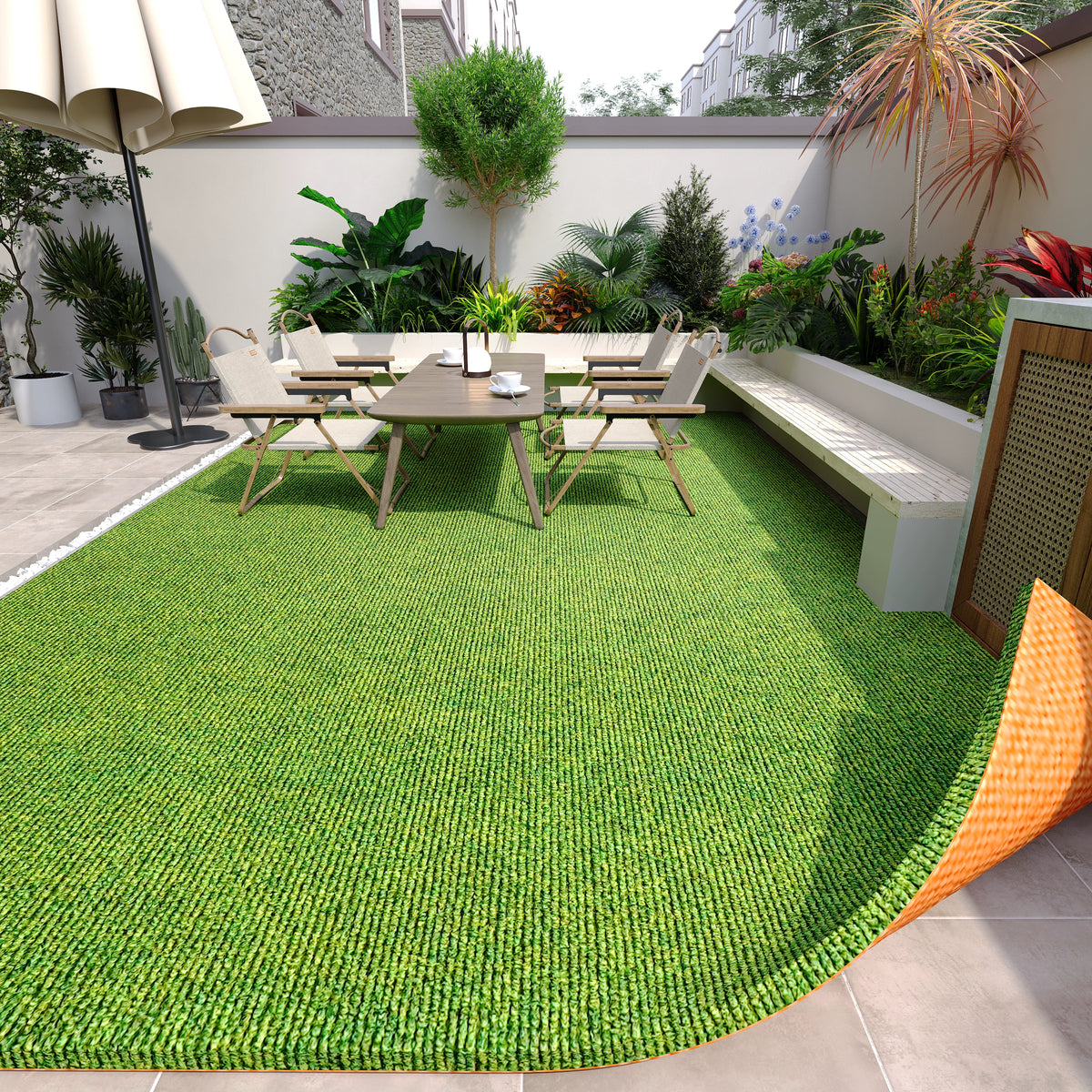 Outdoor Waterproof Anti-Slip Patio Mat for Balcony and Garden, Green, Customizable
