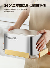 Portable Stainless Steel Food Storage Container Set with Handle, Large Capacity Refrigerator Organizer for Outdoor Camping
