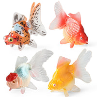 Realistic Goldfish & Bass Fish Figurines - Educational Animal Models for Kids