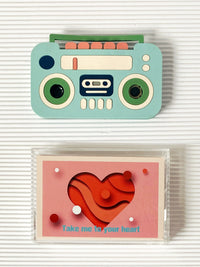 Voice Recorder Greeting Card with Cassette Tape Design for Love Messages