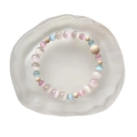 Litchi Jelly Cat's Eye Stone Bracelet New Chinese Style Retro White Fossil Beaded Hand Jewelry