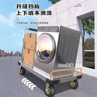 Foldable Steel Platform Cart with Guardrail, Heavy-Duty Hand Truck for Home and Warehouse Use