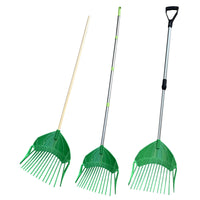 Garden Leaf Rake with Plastic Head and Optional Handle for Lawn and Yard Cleanup