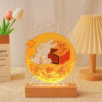 Mid-Autumn Festival DIY Glass Painting Night Light Kit with LED Base, Hand-Painted Material Pack for Gifting & Events