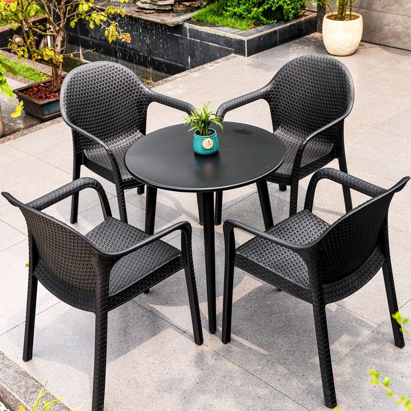 Outdoor Carbon Steel Patio Folding Round Table and Chairs Set with UV Protection
