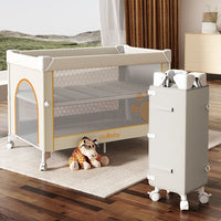 Coolbaby Multifunctional Baby Crib with Wheels, Co-sleeper Bassinet, and Playard