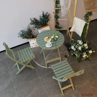 Foldable Balcony Tea Table and Chairs Set for Small Spaces, Solid Wood