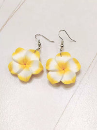 Bohemian Polymer Clay Plumeria Dangle Earrings for Women