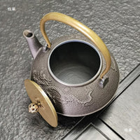 Southern Cast Iron Teapot, Uncoated Iron Kettle for Kung Fu Tea, Boiling Water, Original Iron Dragon Double Copper