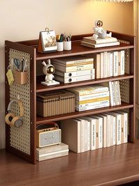 Desktop Storage Shelf with Hooks, Small Bookshelf for Desk Organization
