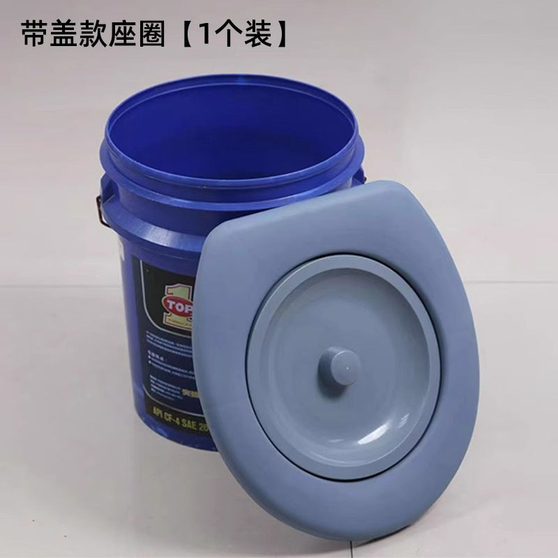 Portable Toilet Seat with Lid for Elderly and Rural Use, Thickened Universal Commode Ring
