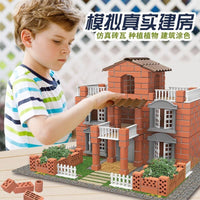 Mini Mason Starch Cement DIY House Building Kit for Kids, Reusable Brick and Tile Construction Toy
